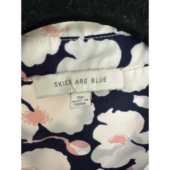 Skies Are Blue Women's Floral Girly Long Sleeves Button Down Blouse Petite S - Picture 5 of 7